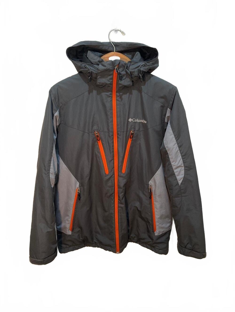 Columbia Men's Insulated Jacket Medium Gray with Orange Zippers